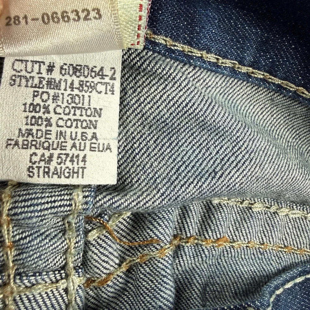 True Religion Mens 32x33 RICKY Flap Big T Straight‎ Leg Jeans Dark Wash USA Y2K